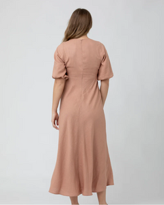 Camille Front Tie Linen Dress | Clay